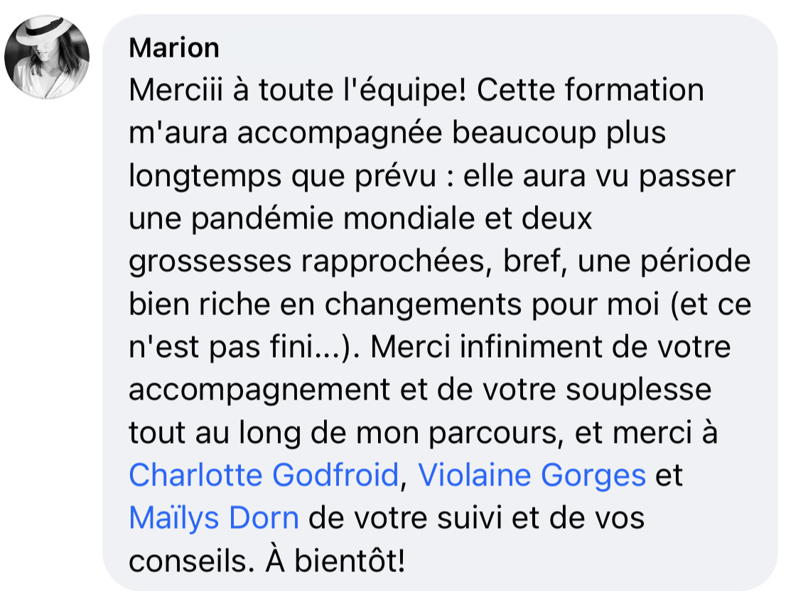 Témoignage Facebook de Marion