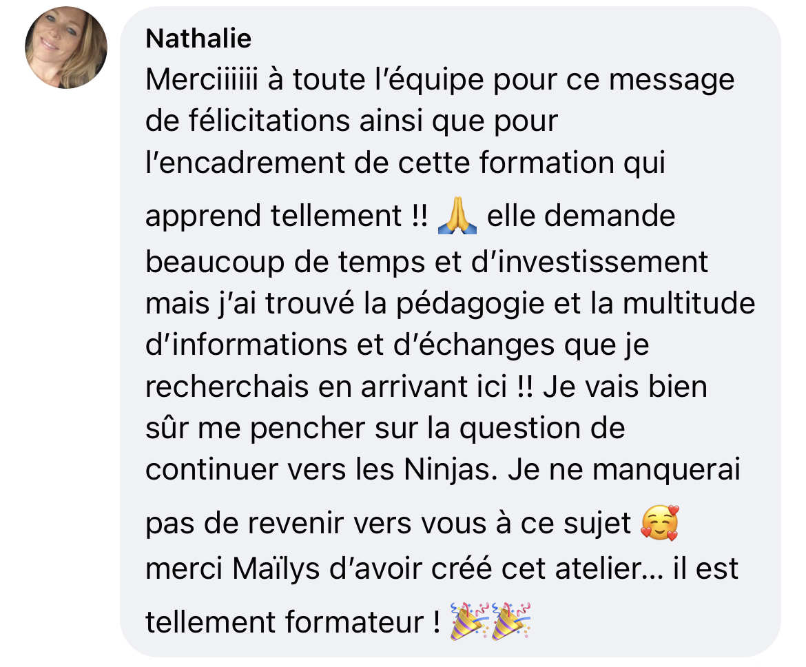 Témoignage Facebook de Nathalie