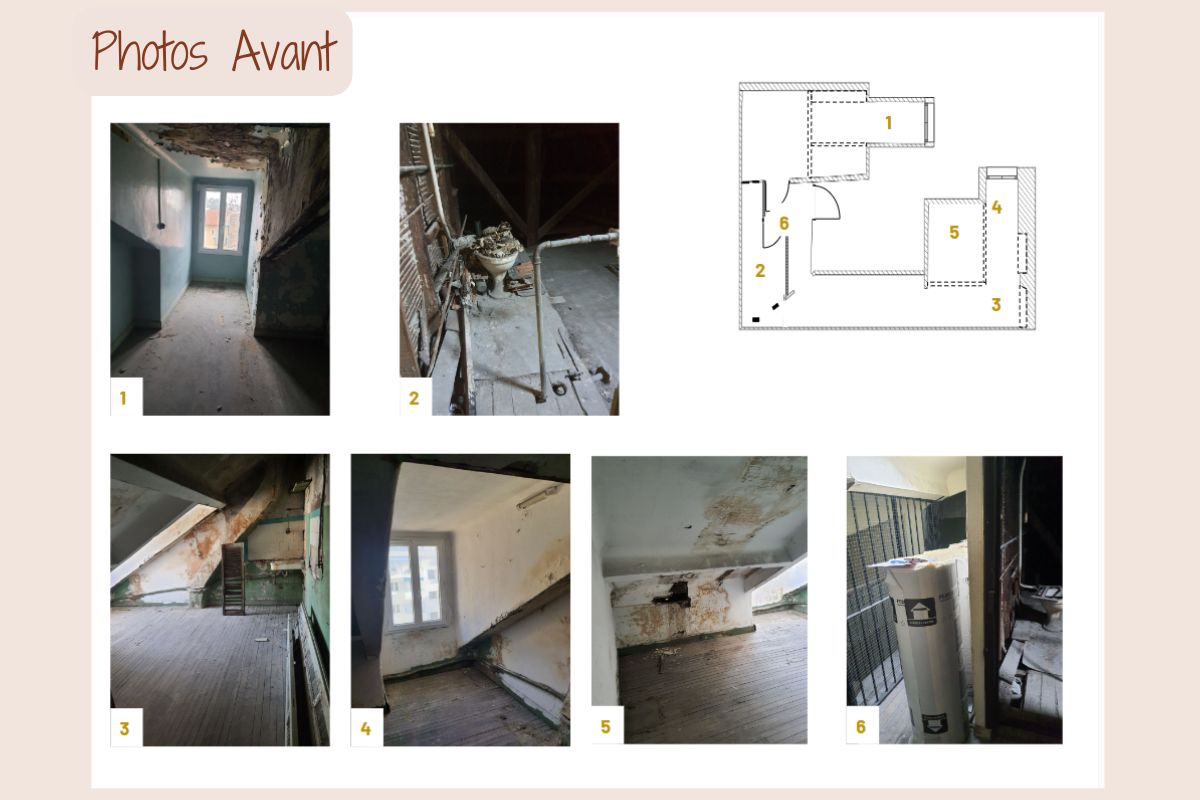 agencement-studio-combles-avant rénovation studio sous les combles nice avant travaux