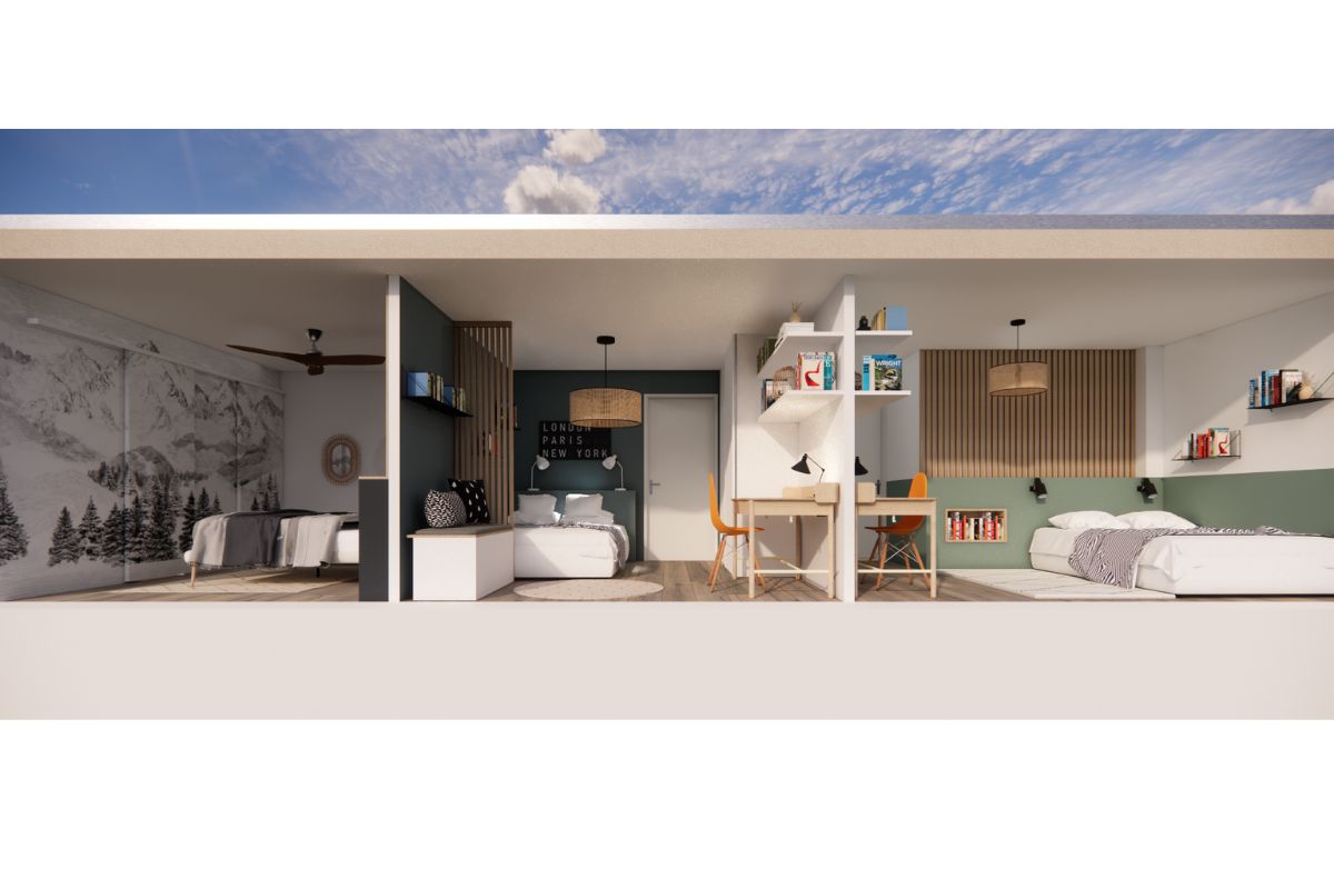 maison-contenair-chambres Plan après aménagement maison contenair