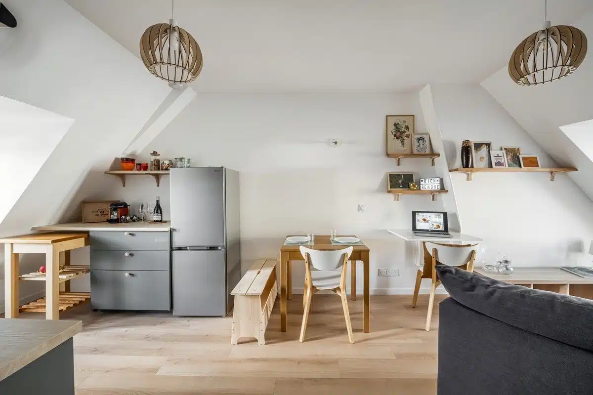 appartement-sous-combles cuisine studio sous les combles optimisation d'espace