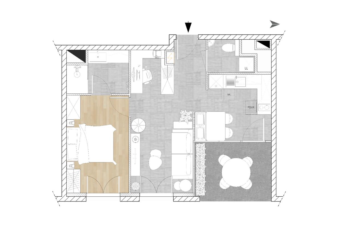 plan-apres-optimisation-T2 plan apres aménagement T2 40m2