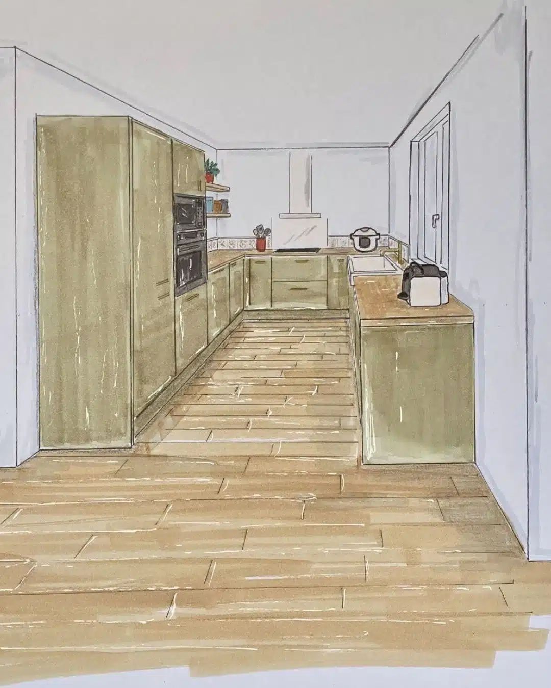 cuisine-amenagement-atelier-habitation Perspective cuisine projet de transformation d'un ancien atelier en habitation