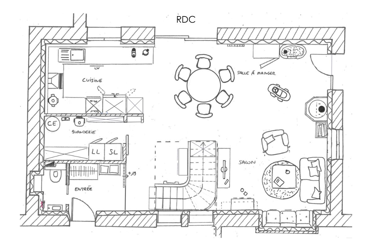 transformer-atelier-habitation-aps3-rdc Plan APS 3 RDC pour le projet de transformation d'un atelier en habitation