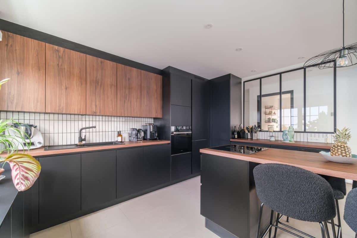 cuisine ouverte sur le salon ilot central 