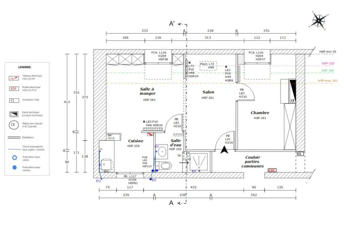 T2-30m2-plan-edl rénovation T2 30m2 sous les toits paris plan existant