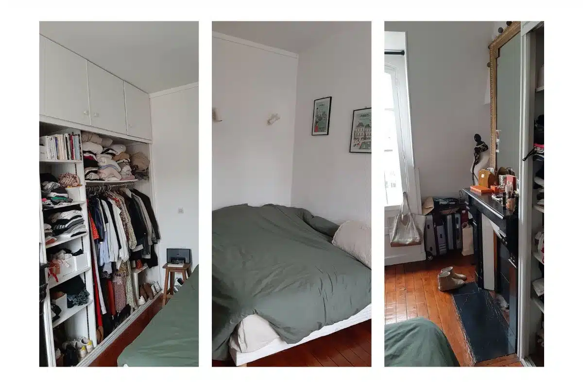 chambre-avant rénovation T2 30m2 Paris chambre avant