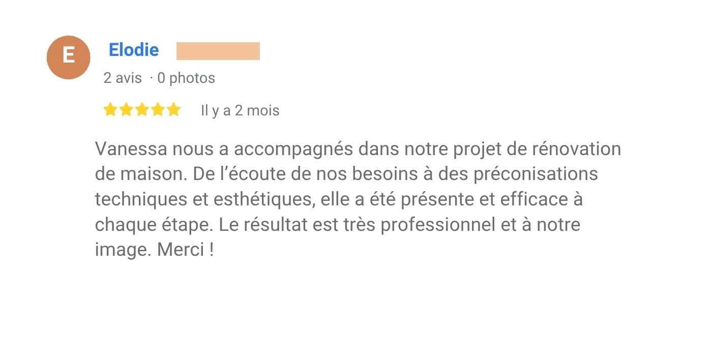 avis client projet Vanessa rénovation maison de ville de 180m2