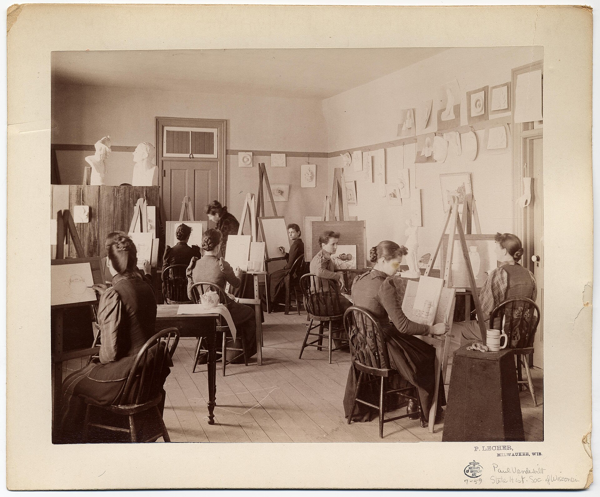 Classe d'art à Delavan (Wisconsin) vers 1880
