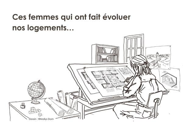 Dessin d'une femme architecte d'intérieur qui travaille au service des habitants